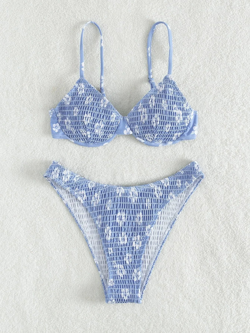 2026 Sexy Floral Twin Strap Bralette Bikini Women Swimsuit Triangle Swimwear Bathing Suits Two-piece Biquini Thong Bikinis Sets