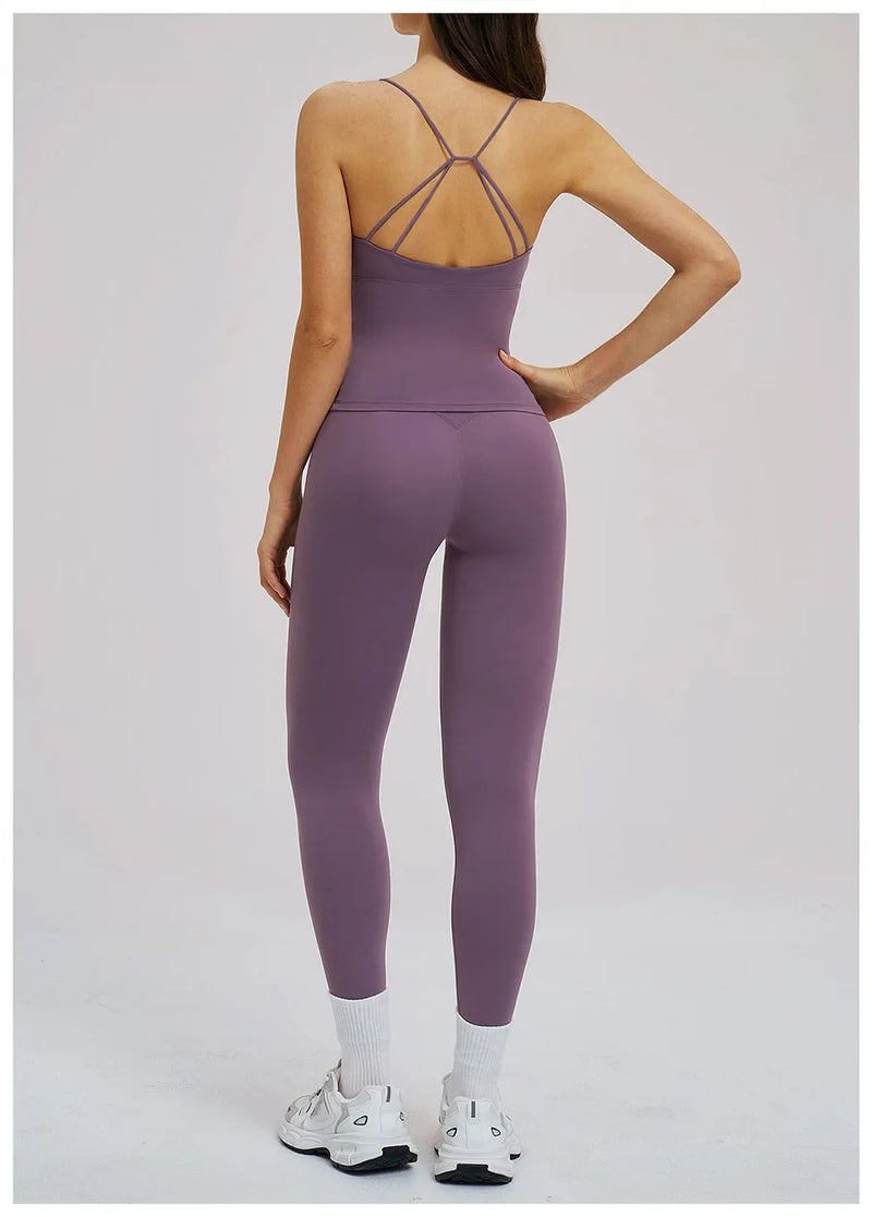 2PCS Yoga Suit Sports Set Women Fitness Quick-Drying Gym Tracksuit Running Nude Feeling Workout Outfit Sport Bra Leggings Suit