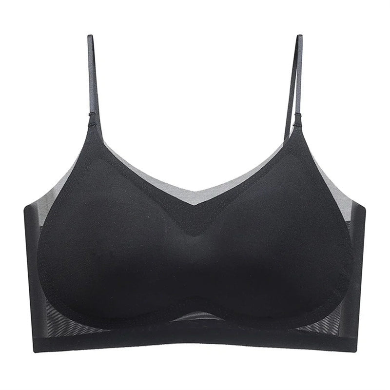 Ultra-Thin Breathable Ice Silk Top Bra Women's Seamless Back Halter Vest Wrap Bra Small Chest Together