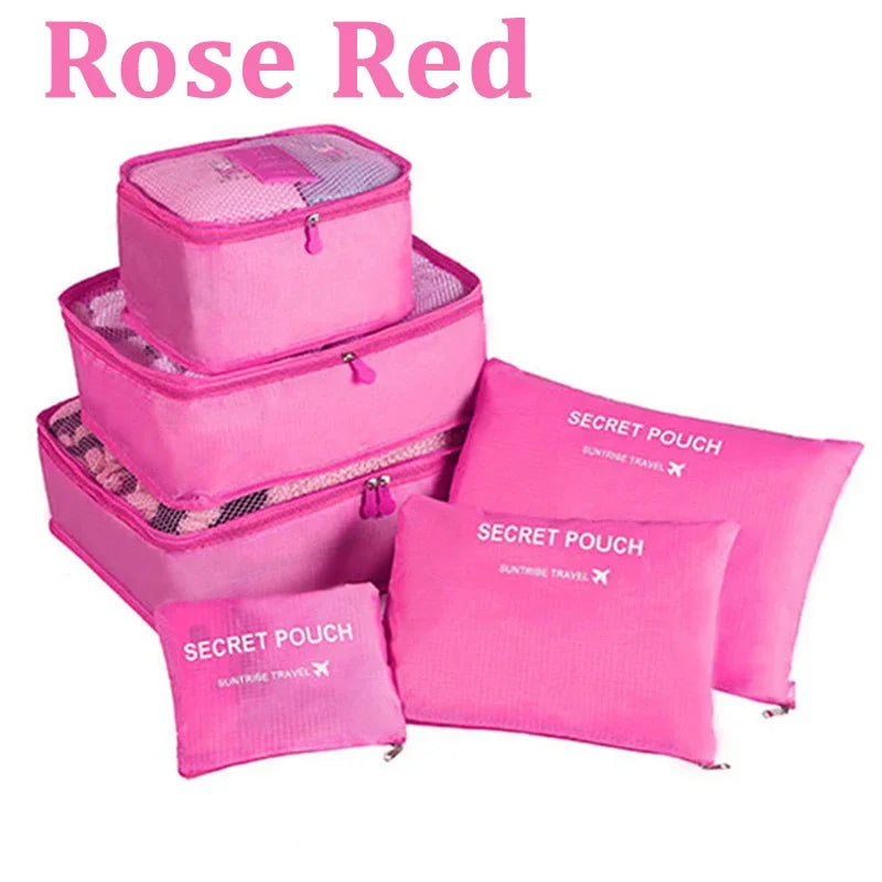 6pcs Set Travel Storage Bags | Suitcase Packing Set & Portable Luggage Organizer (Clothes Shoe Foldable Organizer)