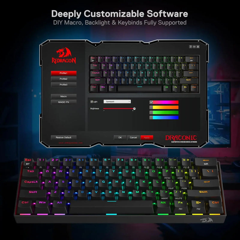 K530 Pro Draconic 60% Wireless RGB 3-Mode Mechanical Keyboard