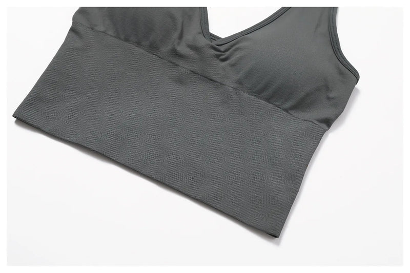 Seamless High Stretch Sports Bra Women Halter Yoga Bra Padded Backless Sports Bras Gym Crop Top Push Up Workout Yoga Tops Woman