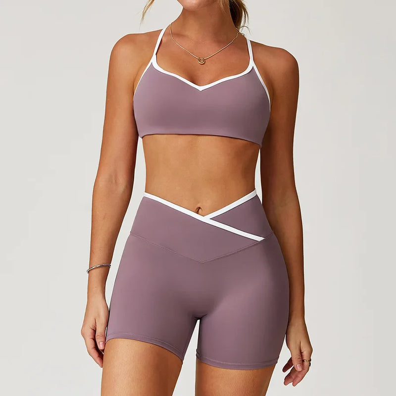 Sportswear Woman Gym Sports Bra Shorts Leggings 2 Piece Set Workout Naked Feeling Seamless Female Fitness Clothing Tracksuits