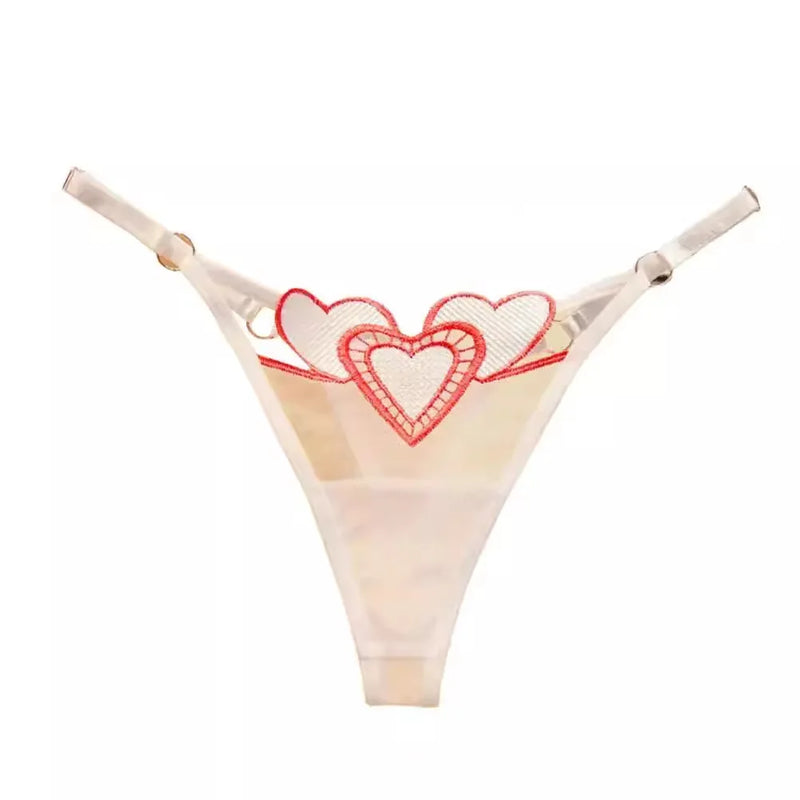 Embroidery Heart Thin Sexy Girls G String Thong Panties Women Briefs Hollow Out Transparent Underwear Female Lingerie