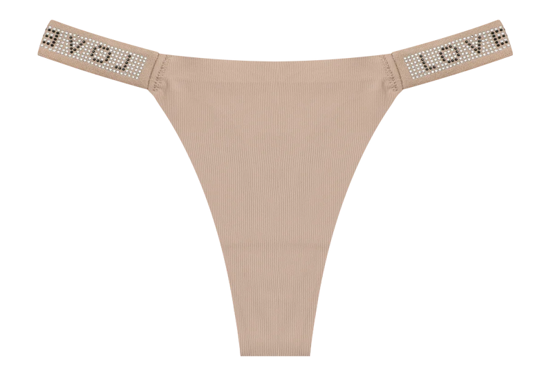 New Women's Smooth Low Waist Sexy Panties Women Thongs Rhinestones Letter Diamonds G-string Sports Thong Briefs T-back Shiny