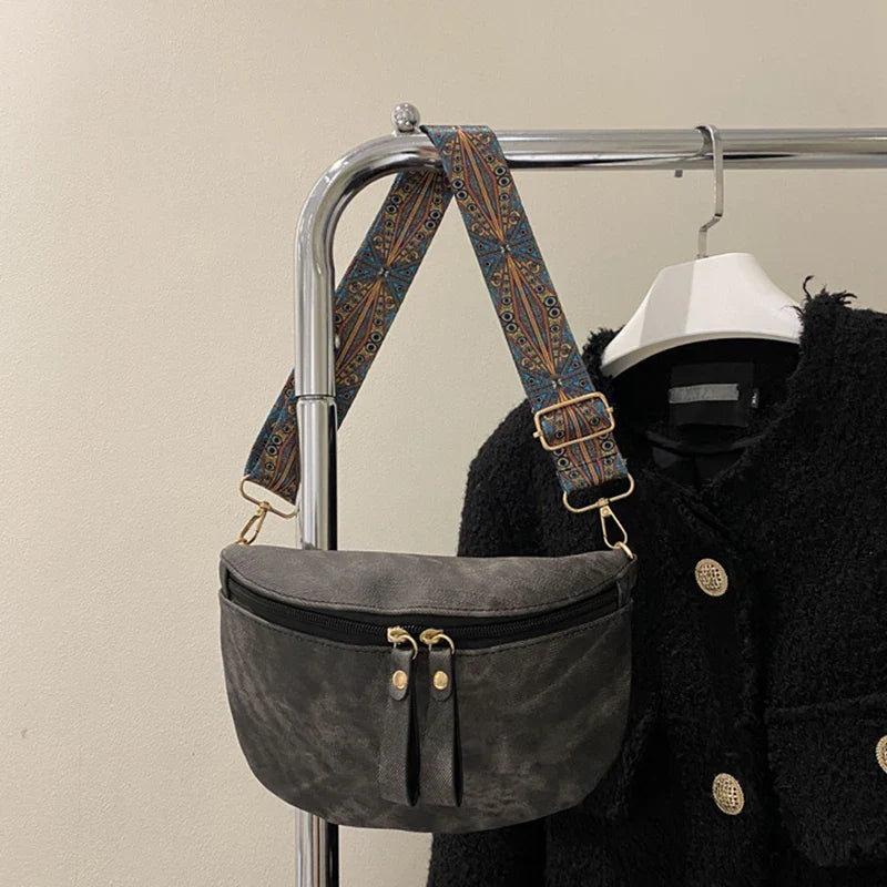 Stylish Hobo Solid Color Satchel | Luxury Designer Chest Bag & Women's PU Leather Waist Bags (Wide Strap Fashion Fanny Shoulder Pack)