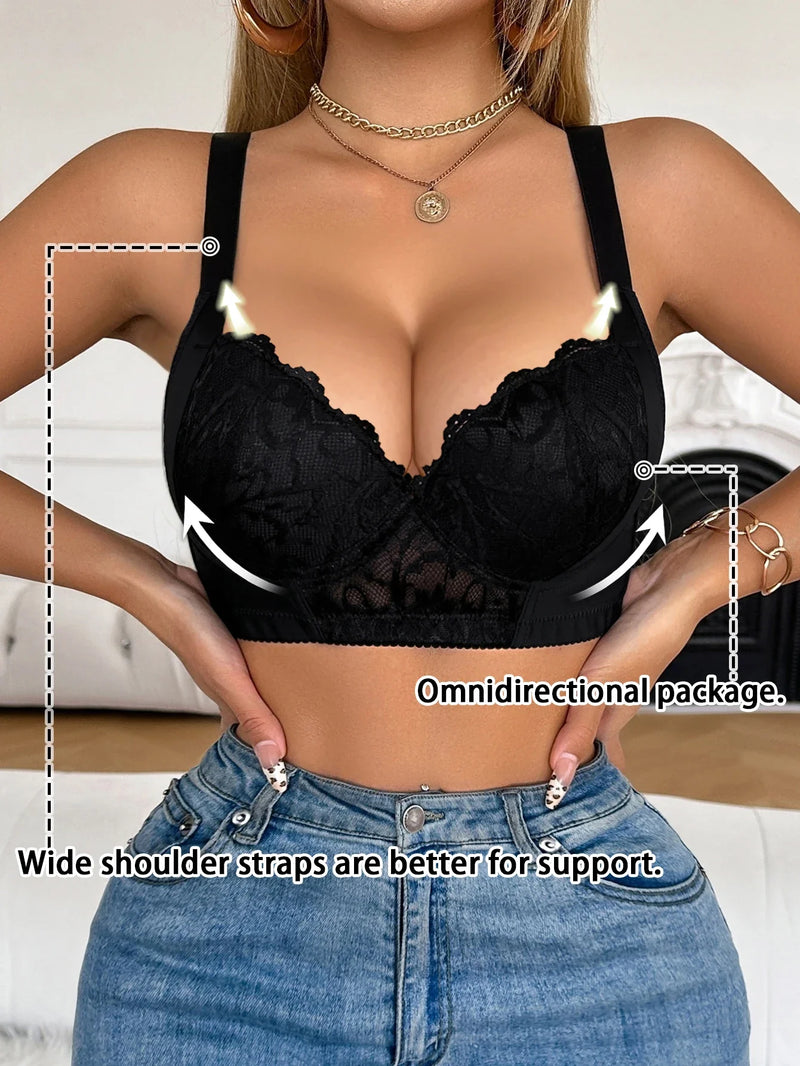 Push UP Bra for Women Lace Trim B C Cup Padded Bust Enhancing sexy bras Side Support Function Comfortable bra