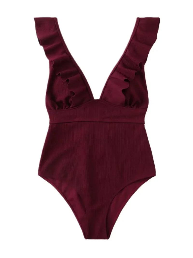 2023 Sexy Solid One Piece Swimsuit Women Push Up Lace Up Bandage Bodysuit Brazilian Deep V Neck Backless Bathing Suit Swimwear