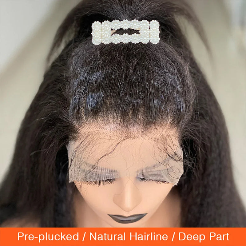 13x4 Kinky Straight Lace Front Wig | Glueless | Brazilian Virgin Hair | Pre-Plucked with Baby Hair