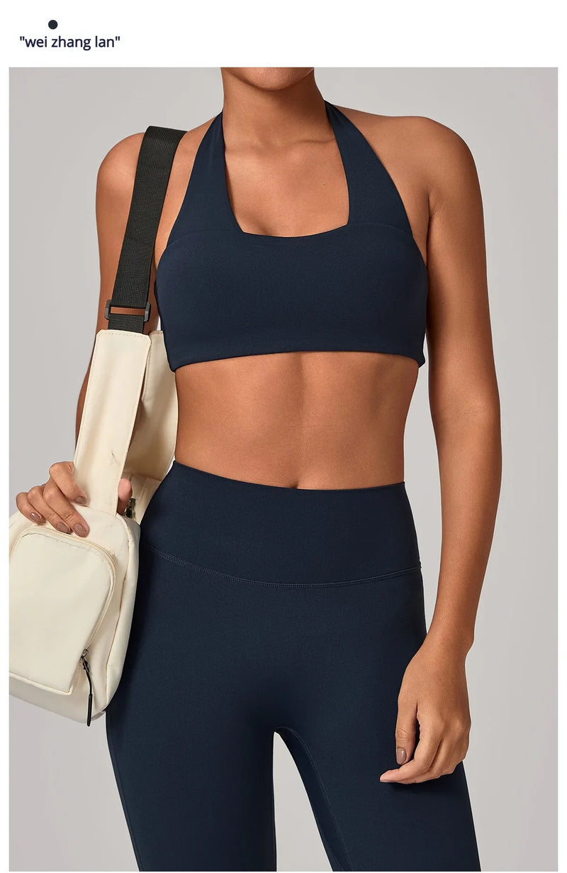Sexy Fitness Bra Women Sports Sports Bra Halter Top High Support Push-up Open Back Running Gym Wear Yoga Bra Workout Underwear