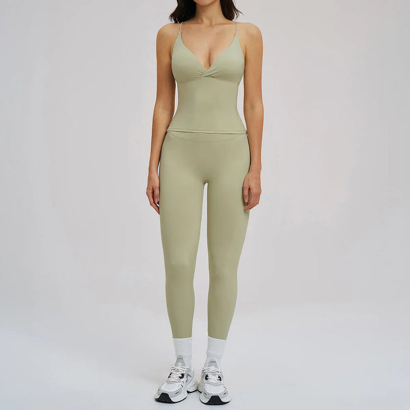 2PCS Yoga Suit Sports Set Women Fitness Quick-Drying Gym Tracksuit Running Nude Feeling Workout Outfit Sport Bra Leggings Suit