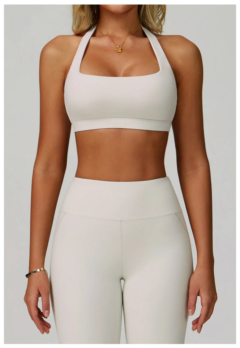 Woman Bra Gym Underwear Yoga Sport Bra Outdoor Jogging Hanging Neck Shoulder Strap Fitness Sports Bra Breathable Sexy Female Top