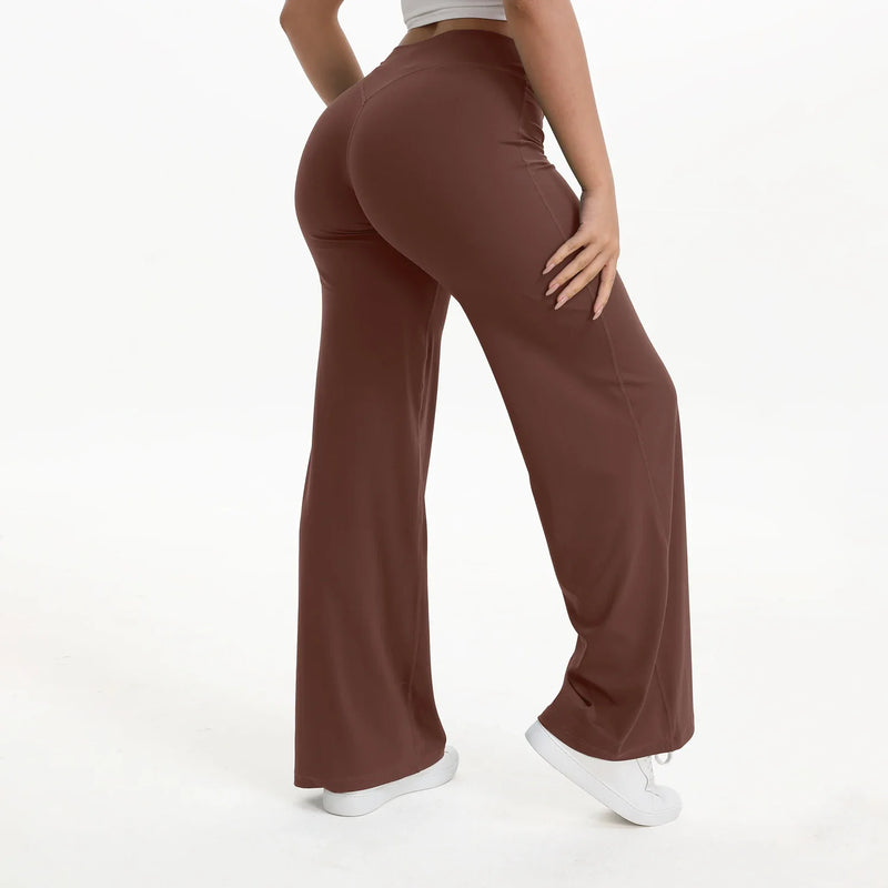 NCLAGEN SoftMotion Straight Leg Bottoms Women's Mid-Waist Yoga Pants GYM Leggings Naked Feel Pilates Running Sports Trousers