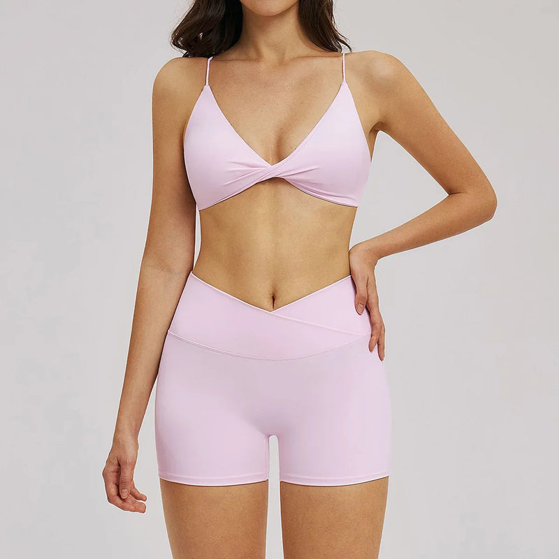 Women 2 Piece Gym Workout Set Female Bra Yoga Shorts Vest Fitness Wear Quick-Dry  Sports Bra Suits Sportswear Tracksuit Outfits