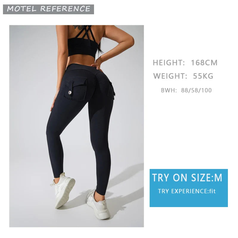 DIAS FIT JOY Nylon Yoga pants buttocks pocket tight pants women's sports fitness pants hip lifting Breathable No T Line
