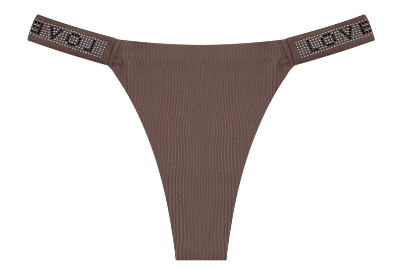 New Women's Smooth Low Waist Sexy Panties Women Thongs Rhinestones Letter Diamonds G-string Sports Thong Briefs T-back Shiny