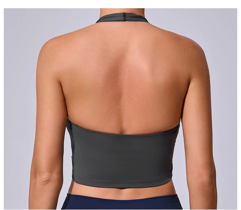 Hanging Neck Yoga Sports Bra Women Breathable Shock Proof Gym Workout Fitness Push Up Top Yoga Running Sportswear Vest Sexy Bra
