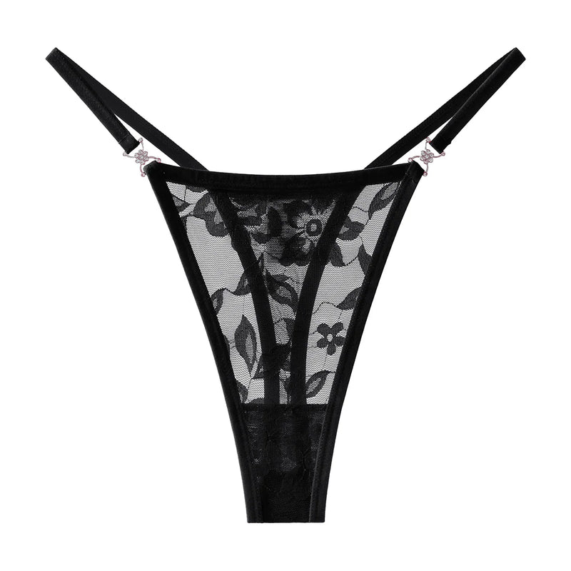 5pcs/pack Low Waist Sexy Women's G-String Underwear Floral Elegant Thongs Breathable Lingerie with Rhinestones Female Panties