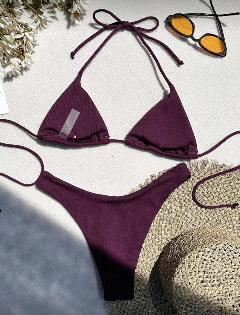 2026 New Micro Mini Black Solid Color Swimwear Women Bikini Set Sexy Biquini Bathing Suit Swimsuit Bandage Swim Suit Brazilian