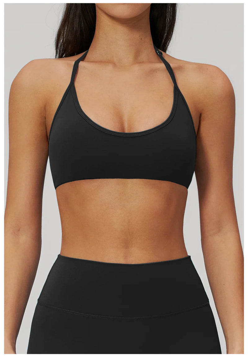 Breathable Bra Gym Top Women Bras High Support Thin Strap Halter Sports Bras Push-up Workout Underwear Shockproof Yoga Tank Tops
