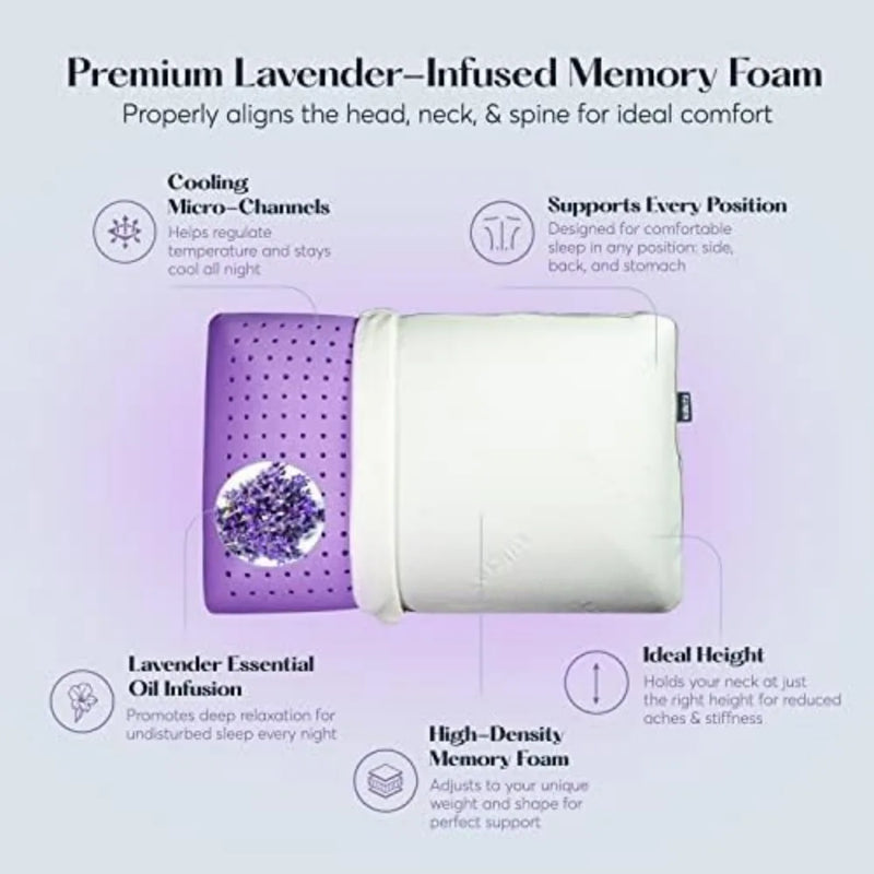 Lavender Infused Memory Foam Cooling Pillow