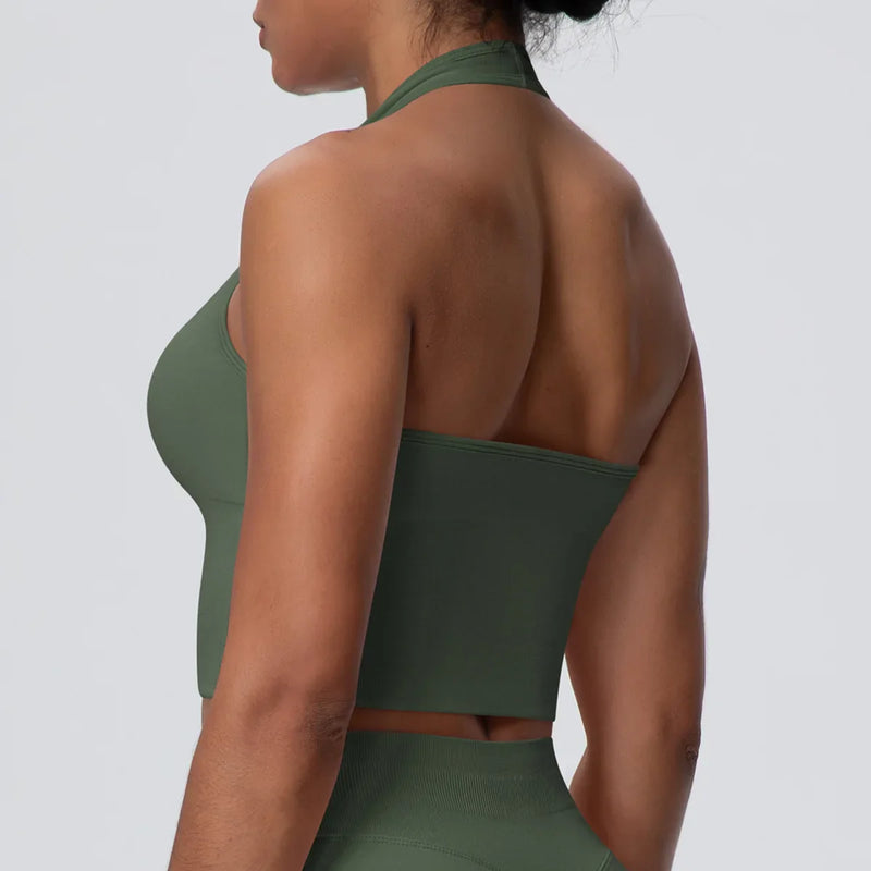 Gym Tops Women Halter Top Gym Vest Woman Sexy Backless Push Up Sport Bras Running Vest Workout Tops Activewear Yoga Fitness Vest