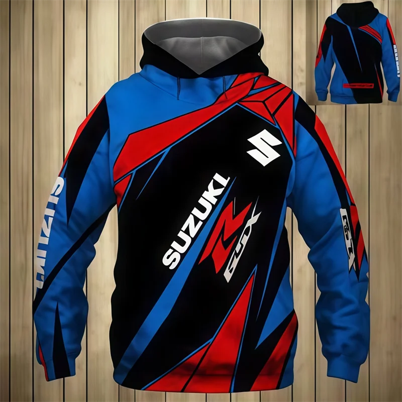 Suzuki 3DPrinted Autumn/Winter Men's Motorcycle T-shirt, Outdoor Street Casual Sportswear and hooded Cycling wear