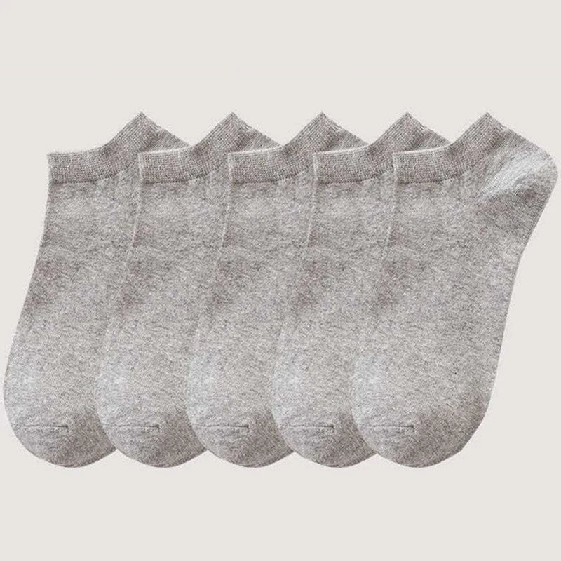 10/5pcs Pairs Low Cut Ankle Breathable Men/Women Socks Solid Color Black White Grey