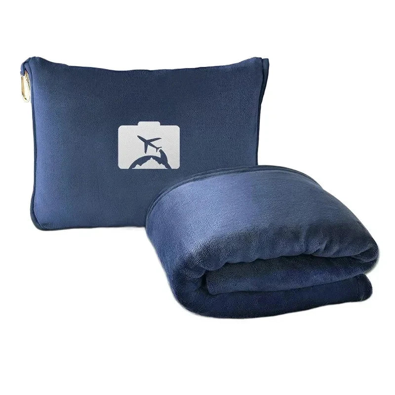 Coral Fleece Travel Blanket – 2-in-1 Portable Airplane Blanket & Pillow