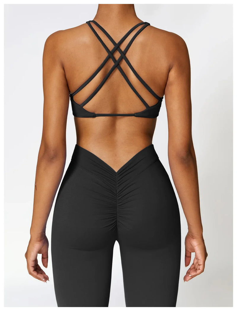 Sexy Sports Leggings Women V Back Scrunch Flares Leggings High Waist Yoga Flares Pants Push Up Gym Leggings Women Yoga Clothes
