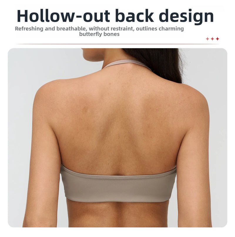 Neck Hanging Sports Bra High Support Women Push Up Bra Summer Gym Clothes Fitness Halter Top Quick Dry Running Workout Underwear