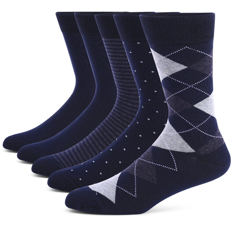 5 Pairs Argyle Breathable Men's Dress Socks Plus large Size High Quality Combed Cotton