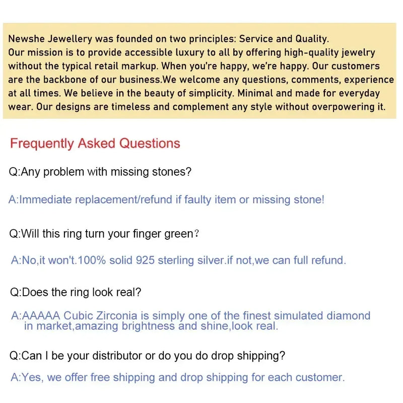 Newshe 2 Pieces Tear Drop Shape Engagement Ring Wedding Band for Women 925 Silver Bridal Jewelry High Grade Cubic Zircons