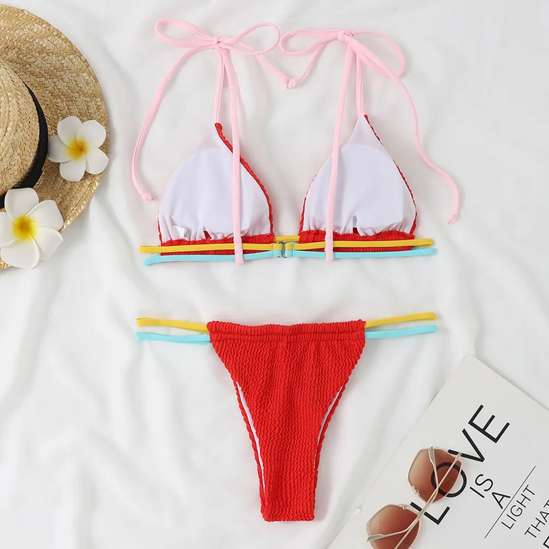 2026 New Fashion Sexy Bikini Solid Swimsuit Women Swimwear Push Up Set Brazilian Bathing Suit Summer Beach Wear Swimming