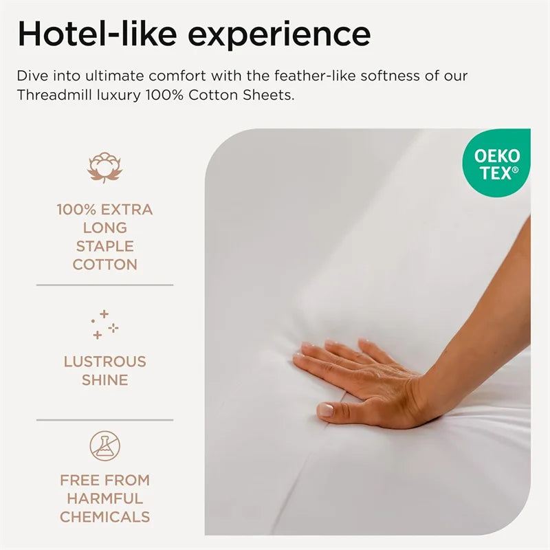 100% Egyptian Cotton Bed Sheet Set 1000TC Size Single, Double & Queen