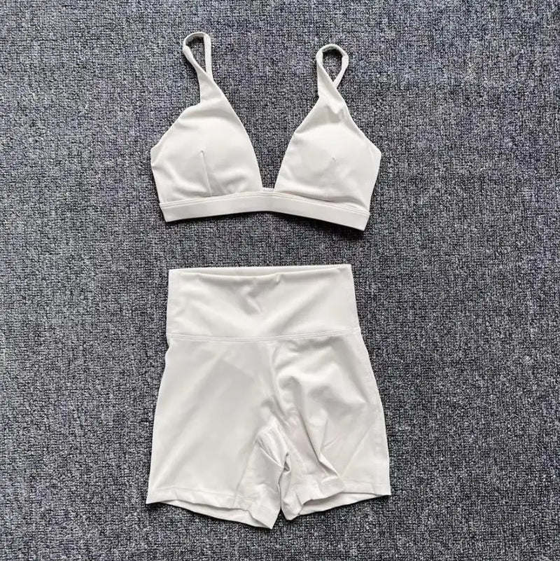 1/2PCS Women's Contour Crop Sport Bra Yoga Sets High Waist Scrunch Fitness Push-Up Gym Workout Shorts Running Active Suits XP187