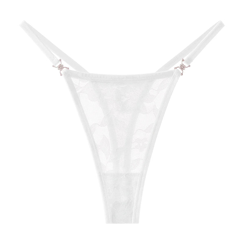 5pcs/pack Low Waist Sexy Women's G-String Underwear Floral Elegant Thongs Breathable Lingerie with Rhinestones Female Panties