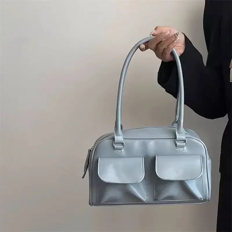 Vintage Women's Business Shoulder Bags | Simple Ladies Commute Tote Bag & PU Leather Female Underarm Bag (Burgundy Large Handbags Purse)