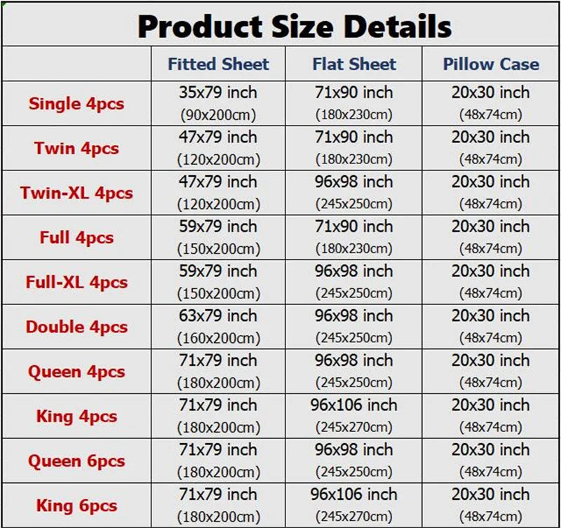 100% Egyptian Cotton Bed Sheet Set 1000TC Twin, Full or Single