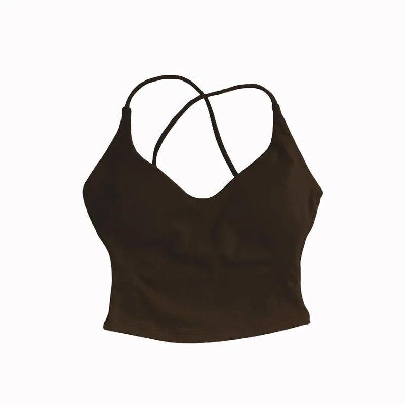 NCLAGEN Dynamic Strappy Top Gym Clothes High Support Push-up Fitness Tank Top Back Cross Workout Pilates Yoga Running sports Bra
