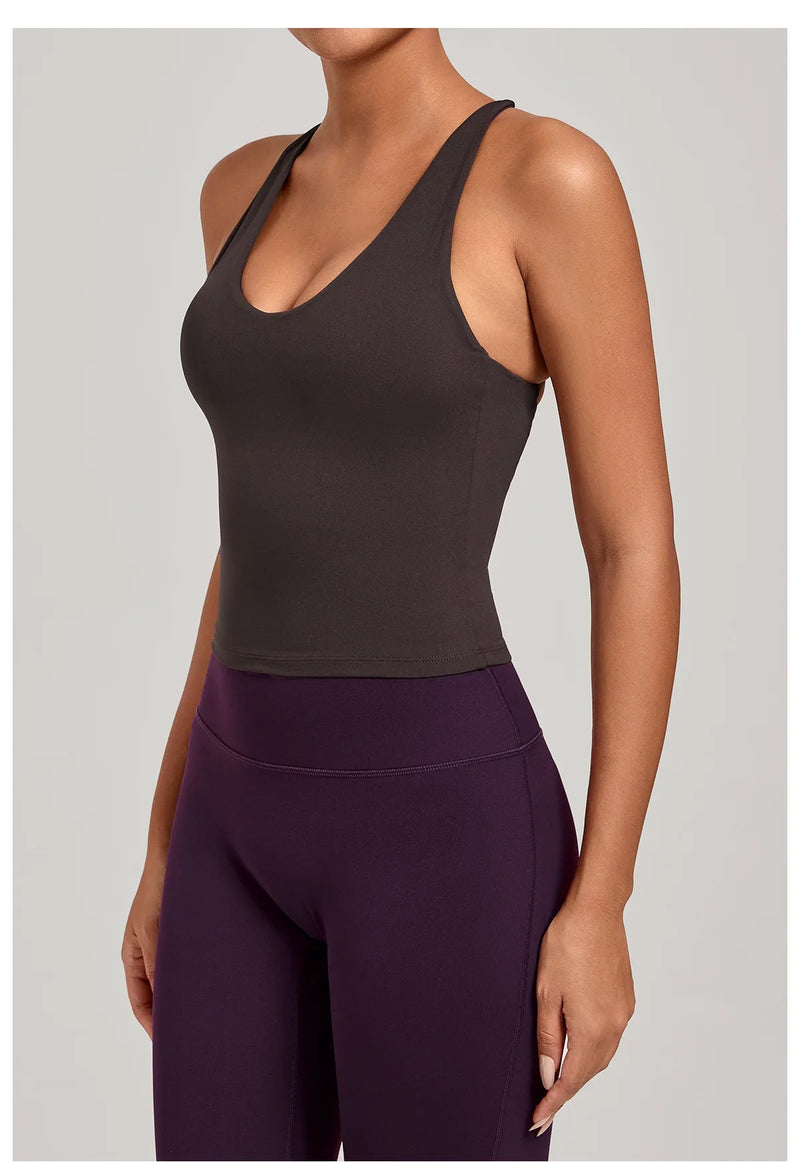 Women Sports Yoga Vest With Cross Shoulder Straps Quick Drying Sexy Yoga Bra Gym Breathablefitness Push Up Training Sports Vest