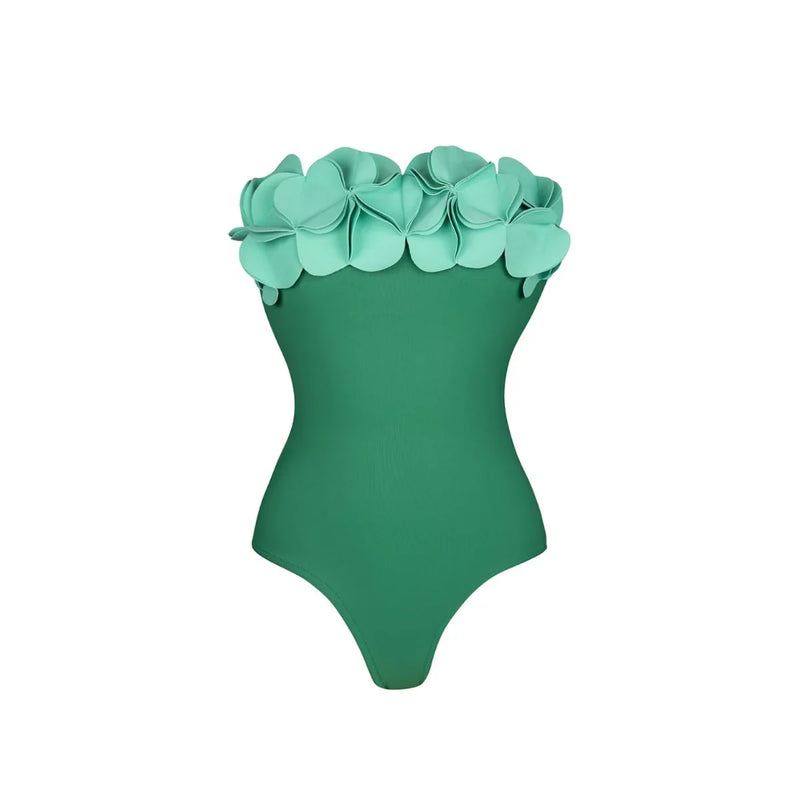 2Pcs Laser Flower Swimsuit Sexy Women Bikini Bandeau Biquini Female Push Up Swimwear Ptachwork Bathing Suits Bodysuit Beachwear