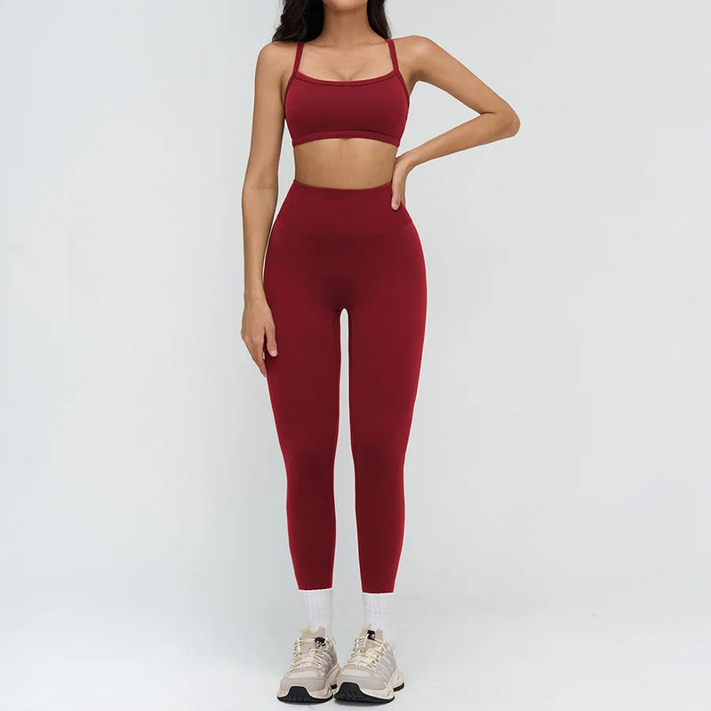 Yoga Clothes Set 2PCS Gym Crop Top Women Outfits Sports Bra High Waist Legging Fitness Suit Running Workout Tracksuit Sportswear