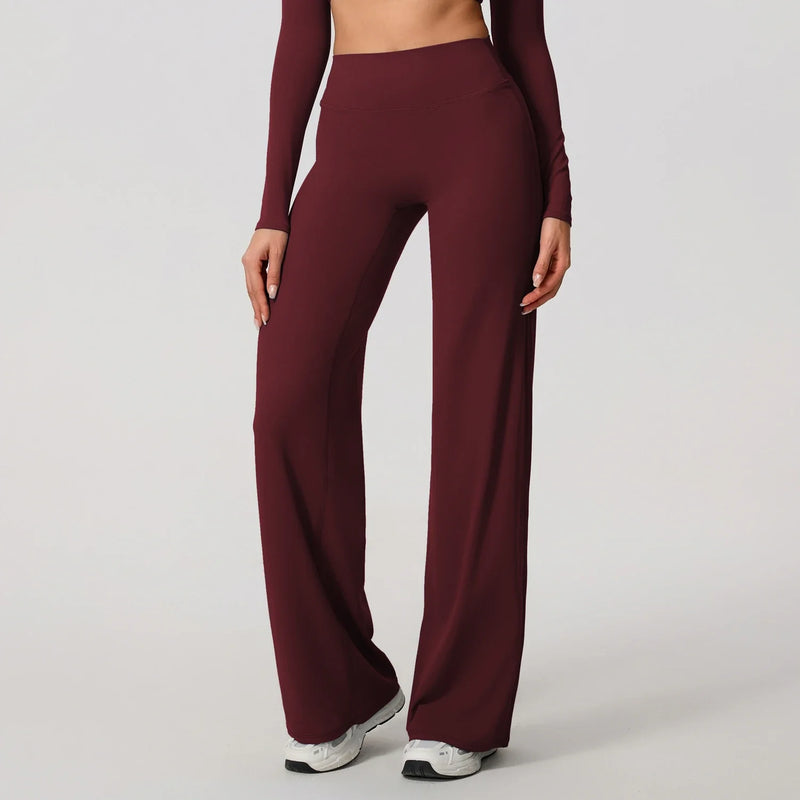 Hearuisavy Summer Straight-Leg Sports Pants Women Gym Clothing Fitness Tights Naked Feeling Compression Wide Leg Yoga Leggings