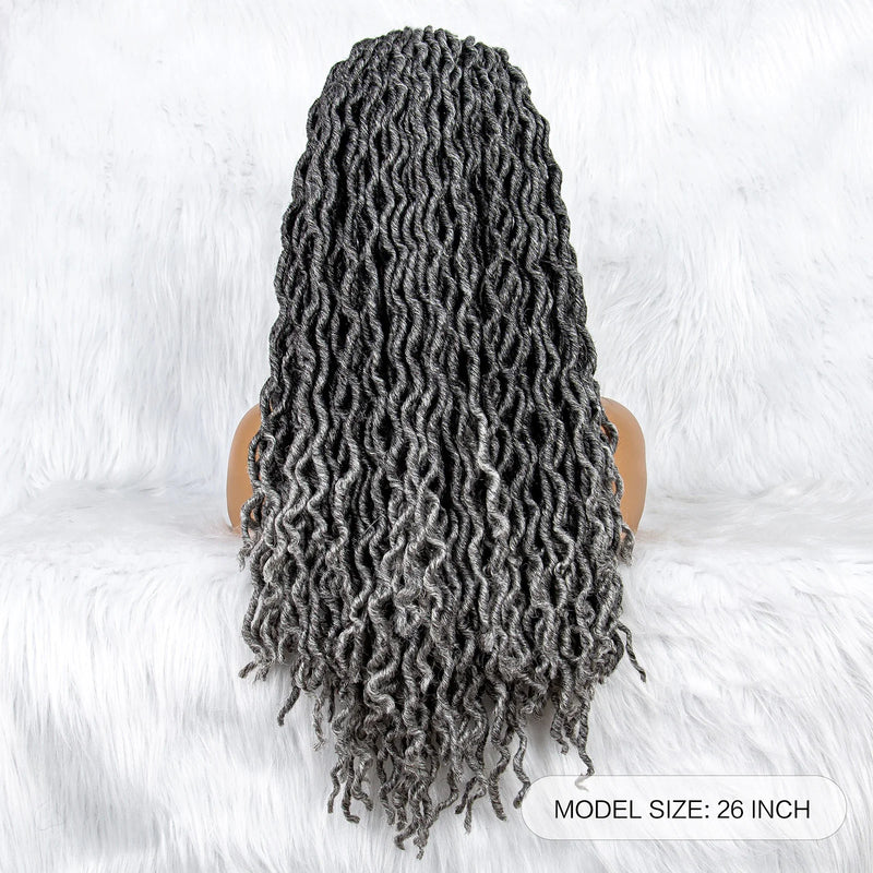 Knotless Box Braided Wig with Curly Ends & Baby Hair | Synthetic Lace Front Wig for Black Women