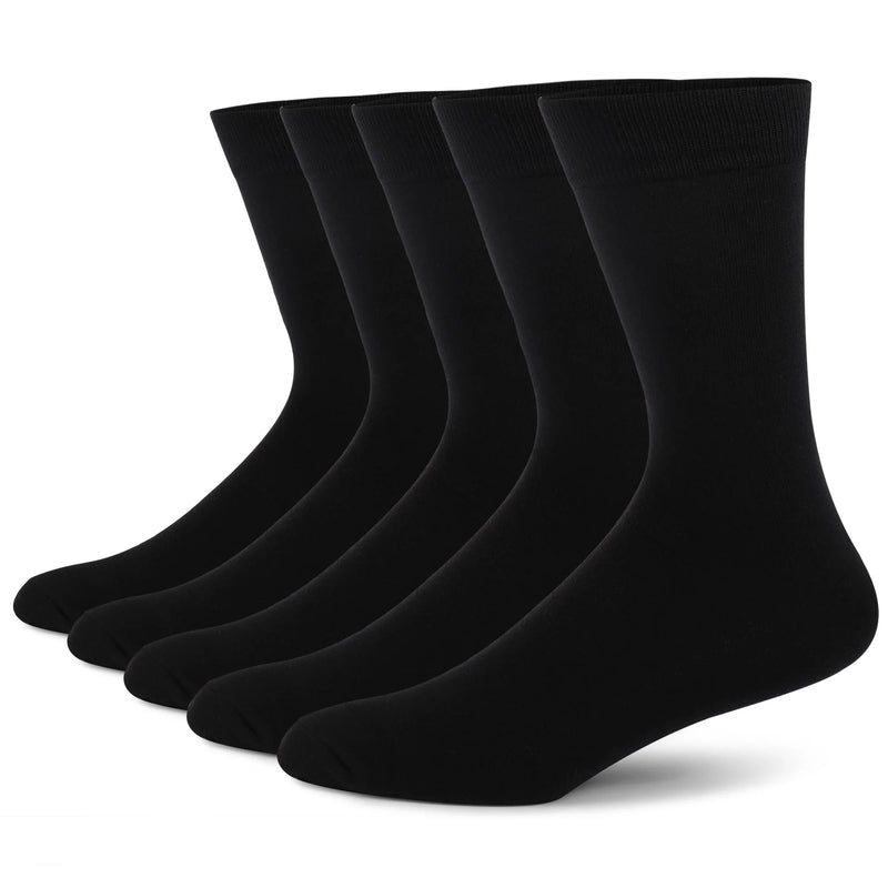 5 Pairs Men's Dress Socks High Quality Combed Cool Breathable Cotton Crew Socks Plus Size