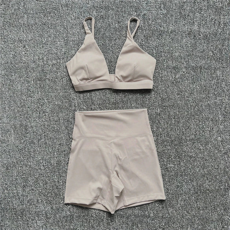 1/2PCS Women's Contour Crop Sport Bra Yoga Sets High Waist Scrunch Fitness Push-Up Gym Workout Shorts Running Active Suits XP187