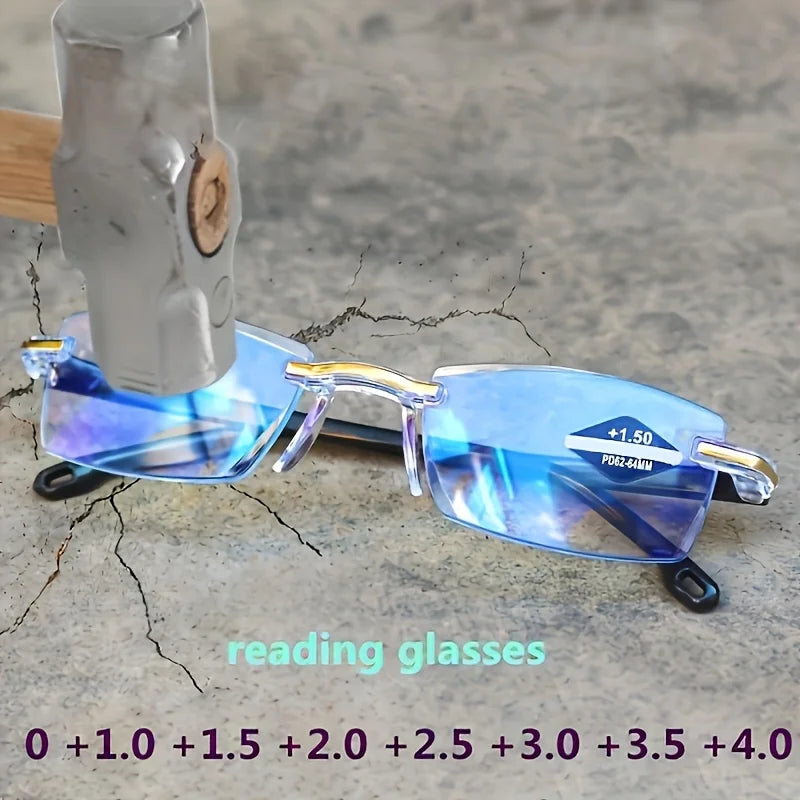 9-Pack Unisex Rectangle Rimless Reading Glasses