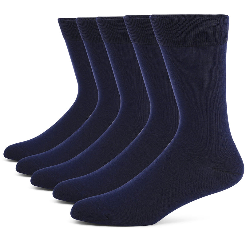 5 Pairs Men's Dress Socks High Quality Combed Cool Breathable Cotton Crew Socks Plus Size