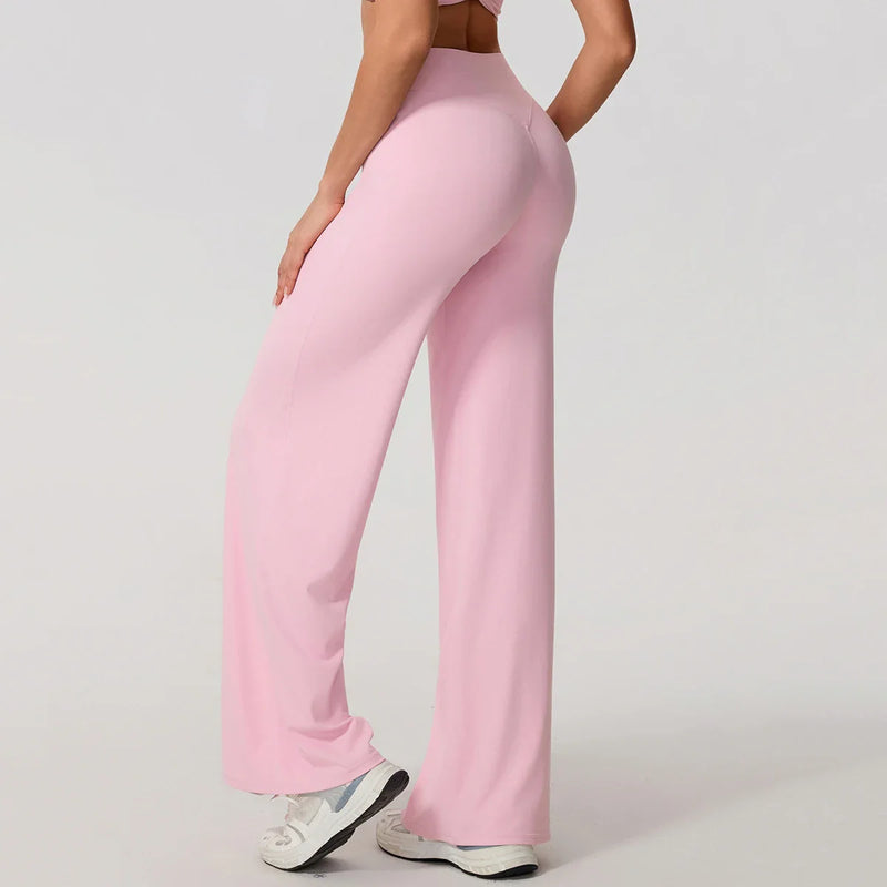 Hearuisavy Women Straight-Leg Sports Pants Gym Clothing Naked Feeling Compression Wide Leg Yoga Leggings Pilates Fitness Tights
